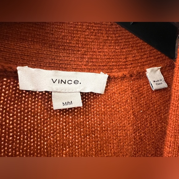 Vince Textured Cashmere Shrunken Button Cardigan In Rust Amber - M - Picture 6 of 11